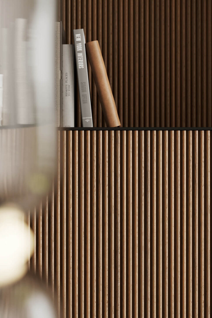 Boiserie Canneté Noce scuro Boiserie VERTICAL Canneté Noce scuro