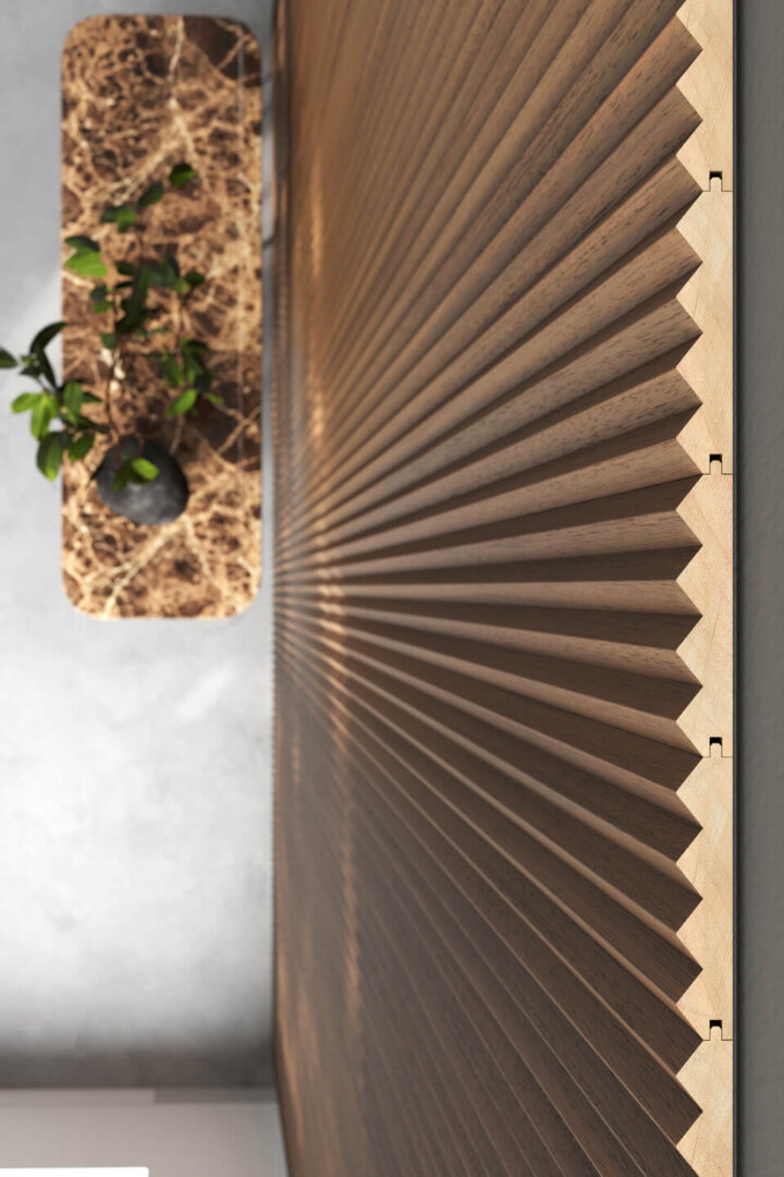 Boiserie Plissé Noce chiaro Boiserie VERTICAL Plissé Noce chiaro